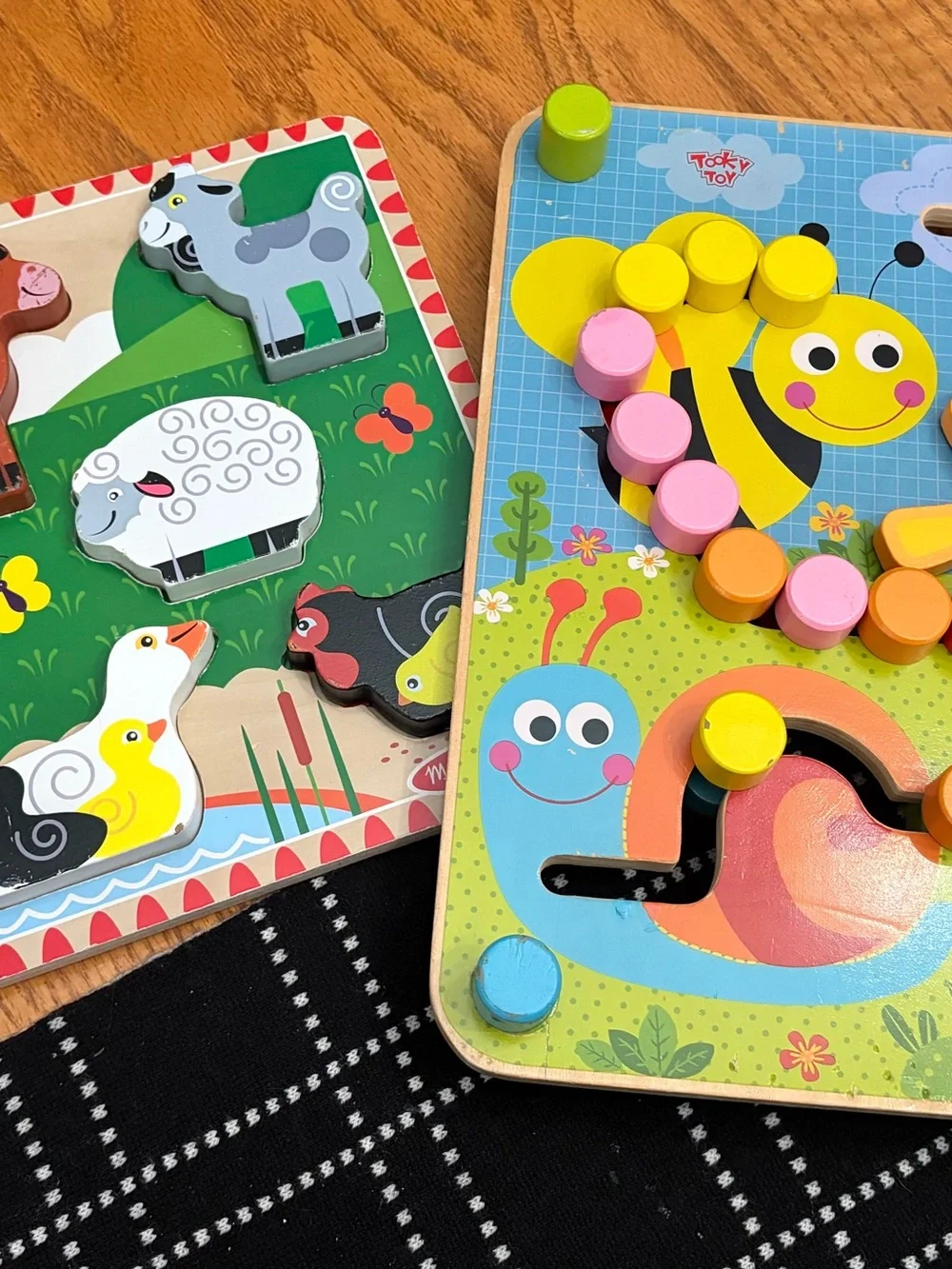 Melissa and Doug chunky puzzle and Tooky Toy Reversible Wooden Maze
